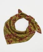 vintage red and green floral silk scarf handmade by women artisans using upcycled saris