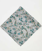 vintage silk scarf featuring a slate blue floral created using sustainably sourced saris