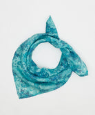 vintage bright blue paisley silk scarf handmade by women artisans using upcycled saris