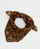 black & orange floral vintage silk scarf handmade from upcycled saris in India by women artisans