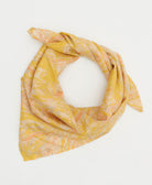 yellow & peach abstract vintage silk scarf handmade from upcycled saris in India by women artisans
