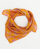tangerine orange & pink vintage silk scarf handmade from upcycled saris in India by women artisans