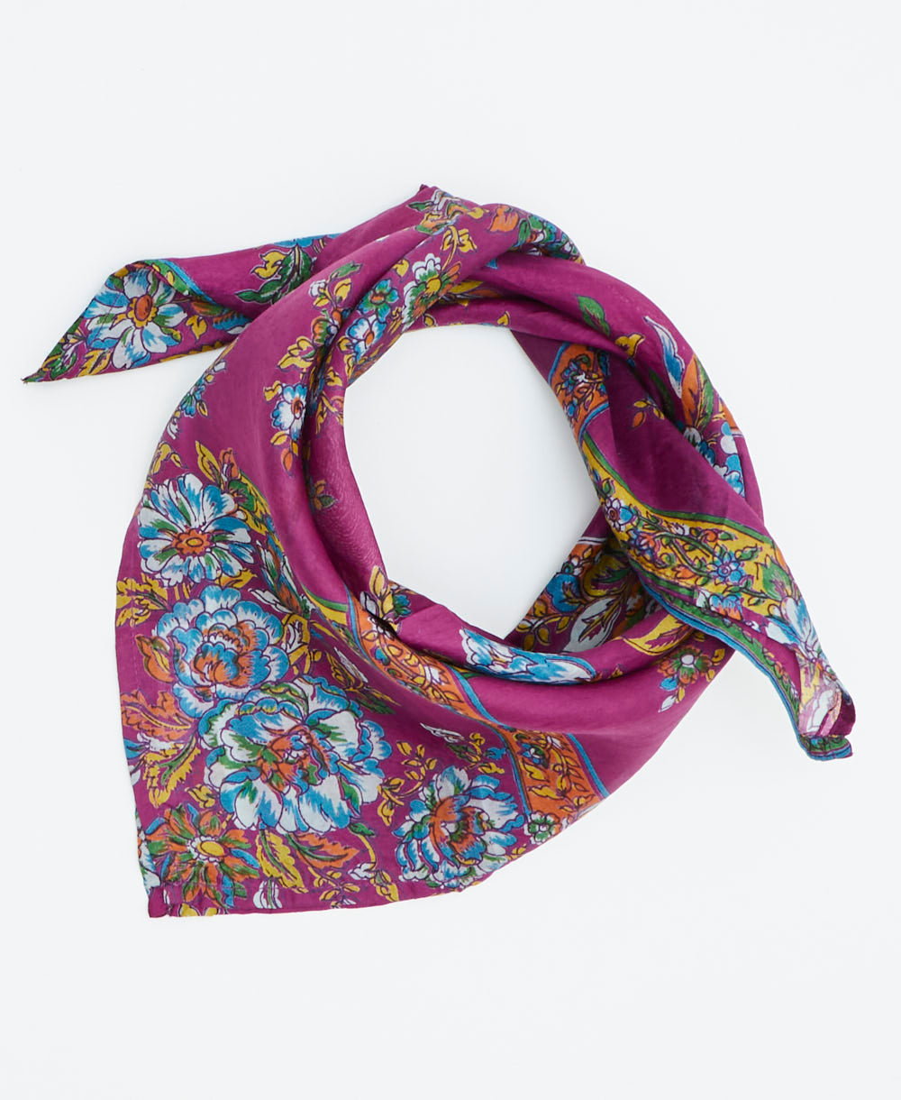 vintage silk scarf handmade from upcycled saris in India by women artisans