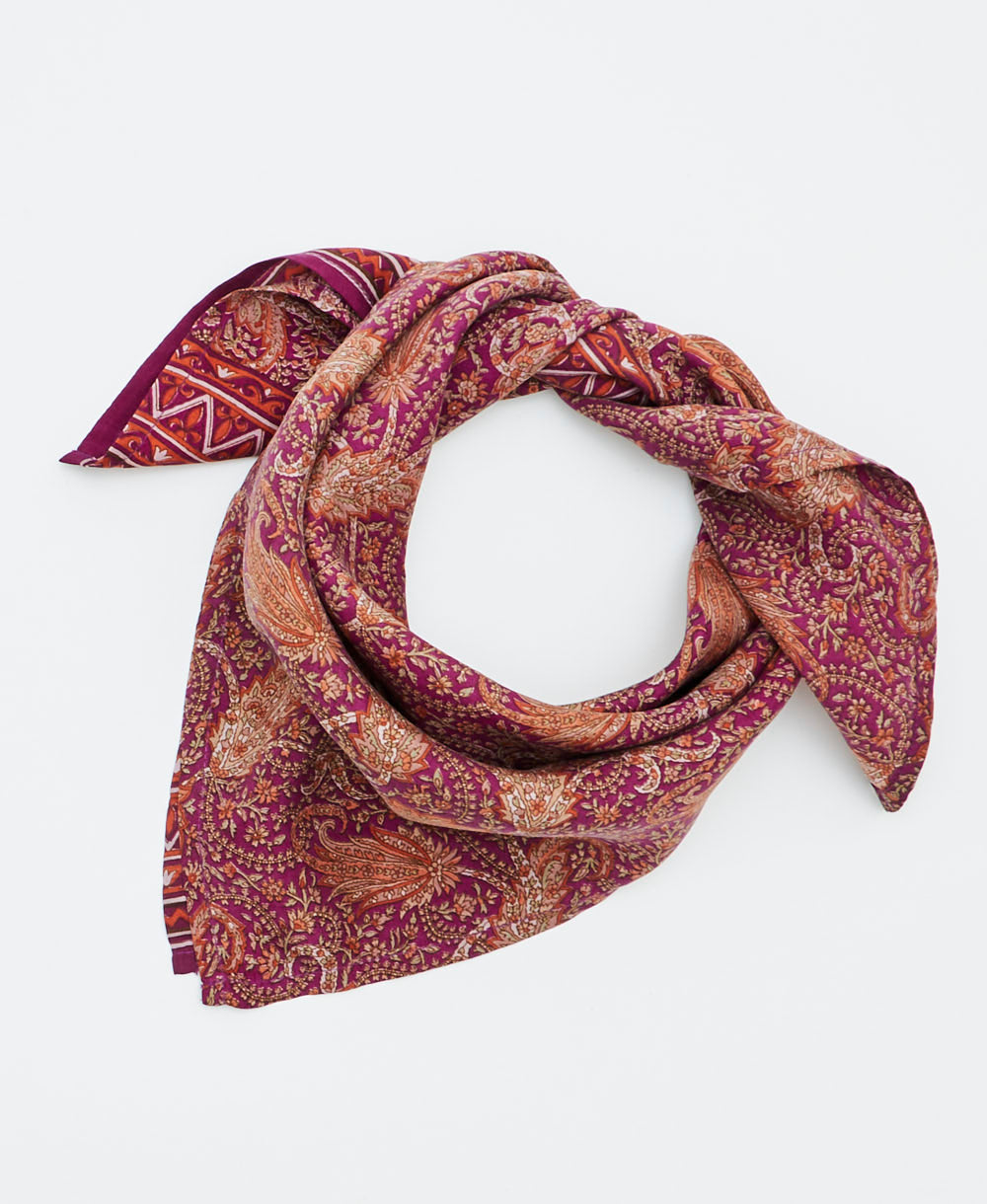 vintage silk scarf handmade from upcycled saris in India by women artisans