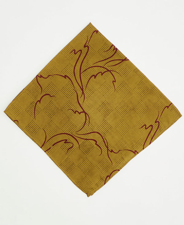 vintage silk scarf featuring a burgundy line print pattern created using sustainably sourced saris