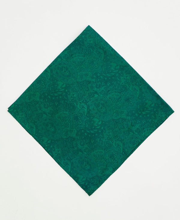 vintage silk scarf featuring a emerald paisley pattern created using sustainably sourced saris