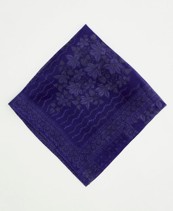 vintage silk scarf featuring a floral rich purple pattern created using sustainably sourced saris