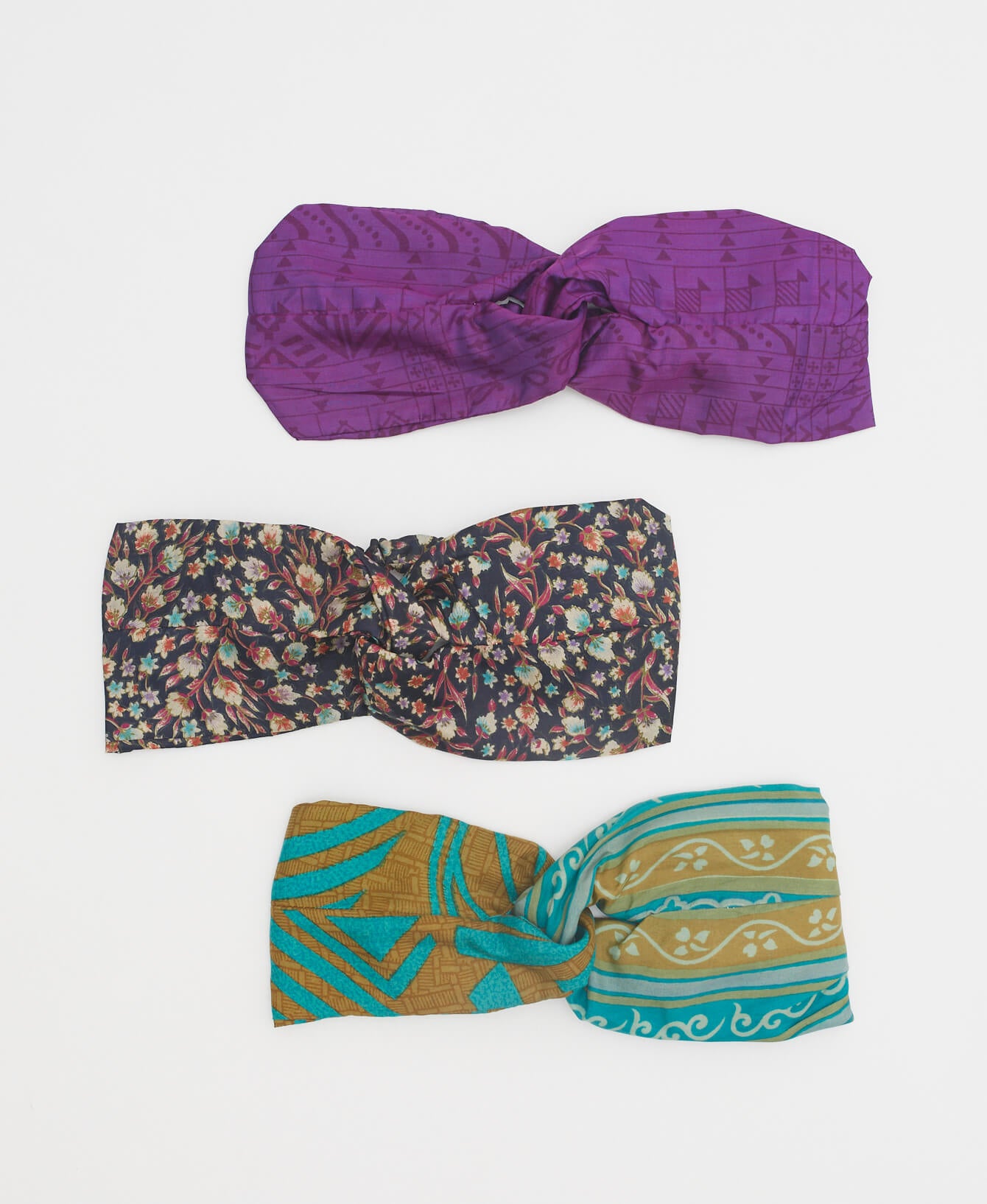purple and blue silk twist headbands