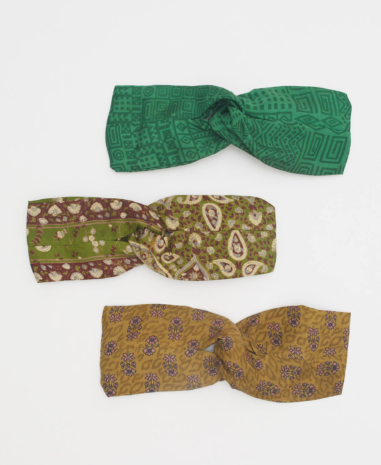 green and yellow silk twist headbands
