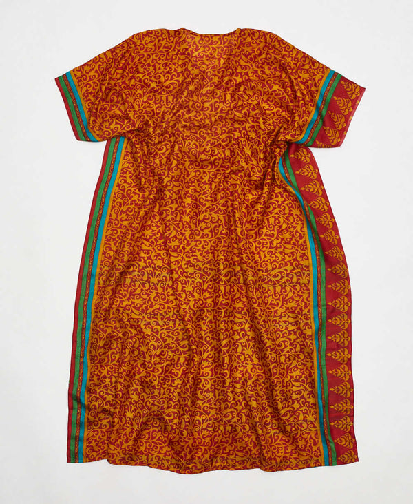 one-of-a-kind orange striped silk kaftan dress made using vintage silk saris