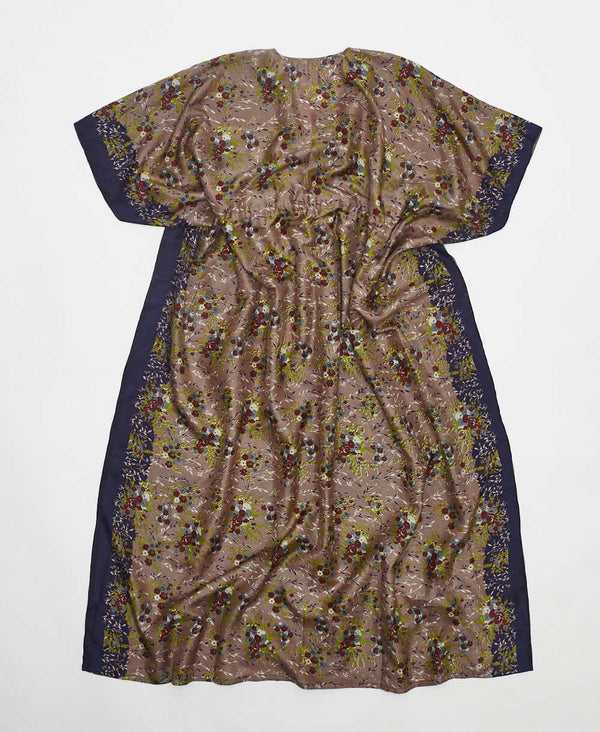 one-of-a-kind mauve floral silk kaftan dress made using vintage silk saris