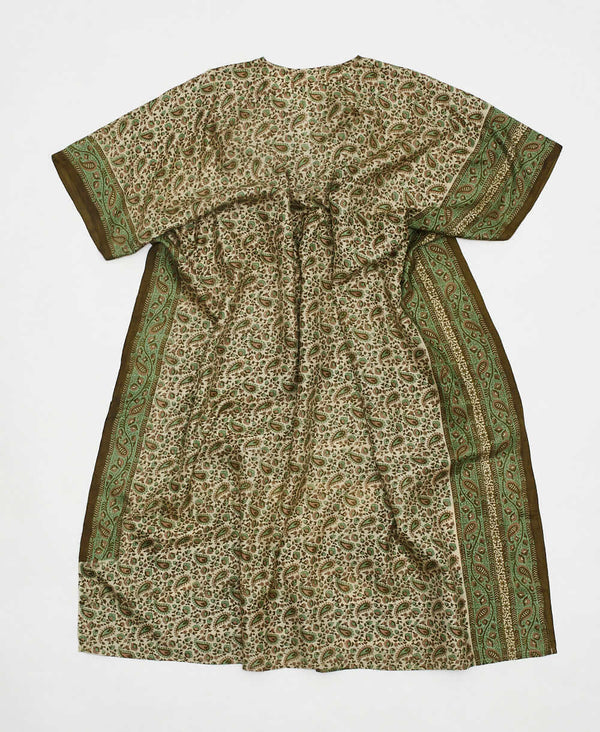 one-of-a-kind green paisley silk kaftan dress made using vintage silk saris
