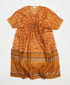 orange floral vintage silk kaftan with adjustable waist made by artisans