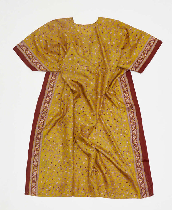 one-of-a-kind yellow paisley silk kaftan dress made using vintage silk saris