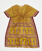 yellow paisley vintage silk kaftan with adjustable waist made by artisans