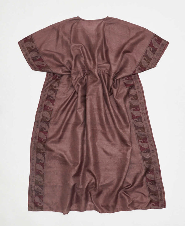 one-of-a-kind mauve paisley silk kaftan dress made using vintage silk saris