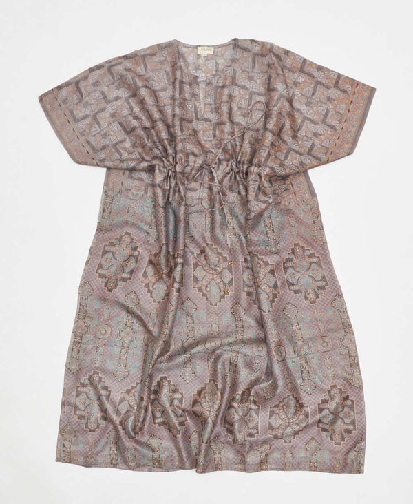 soft geometric vintage silk kaftan with adjustable waist made by artisans