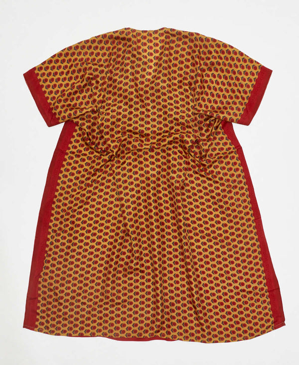 one-of-a-kind orange and red floral silk kaftan dress made using vintage silk saris