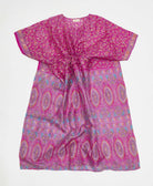 fuchsia paisley vintage silk kaftan with adjustable waist made by artisans