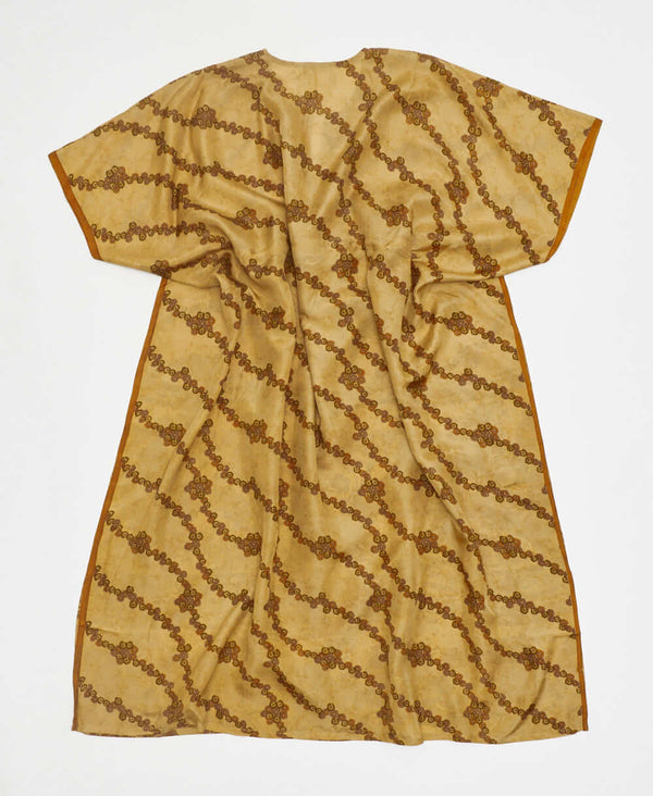 one-of-a-kind neutral floral silk kaftan dress made using vintage silk saris