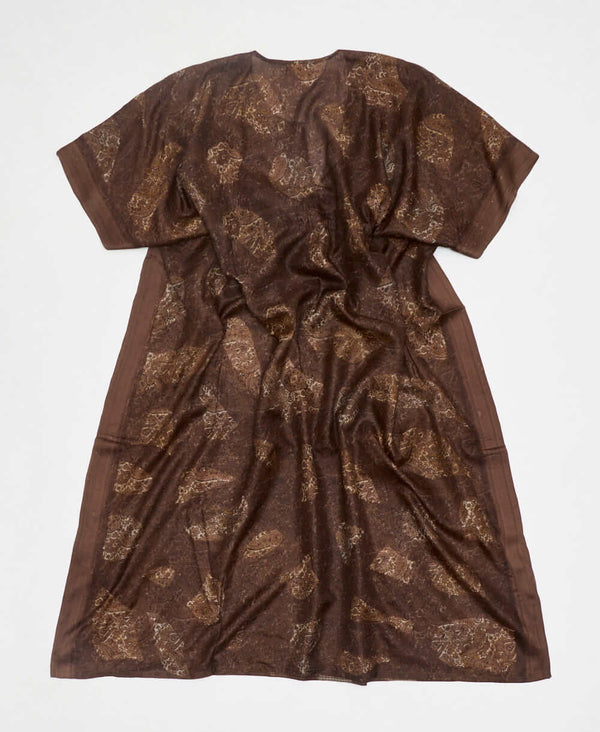 one-of-a-kind brown paisley silk kaftan dress made using vintage silk saris