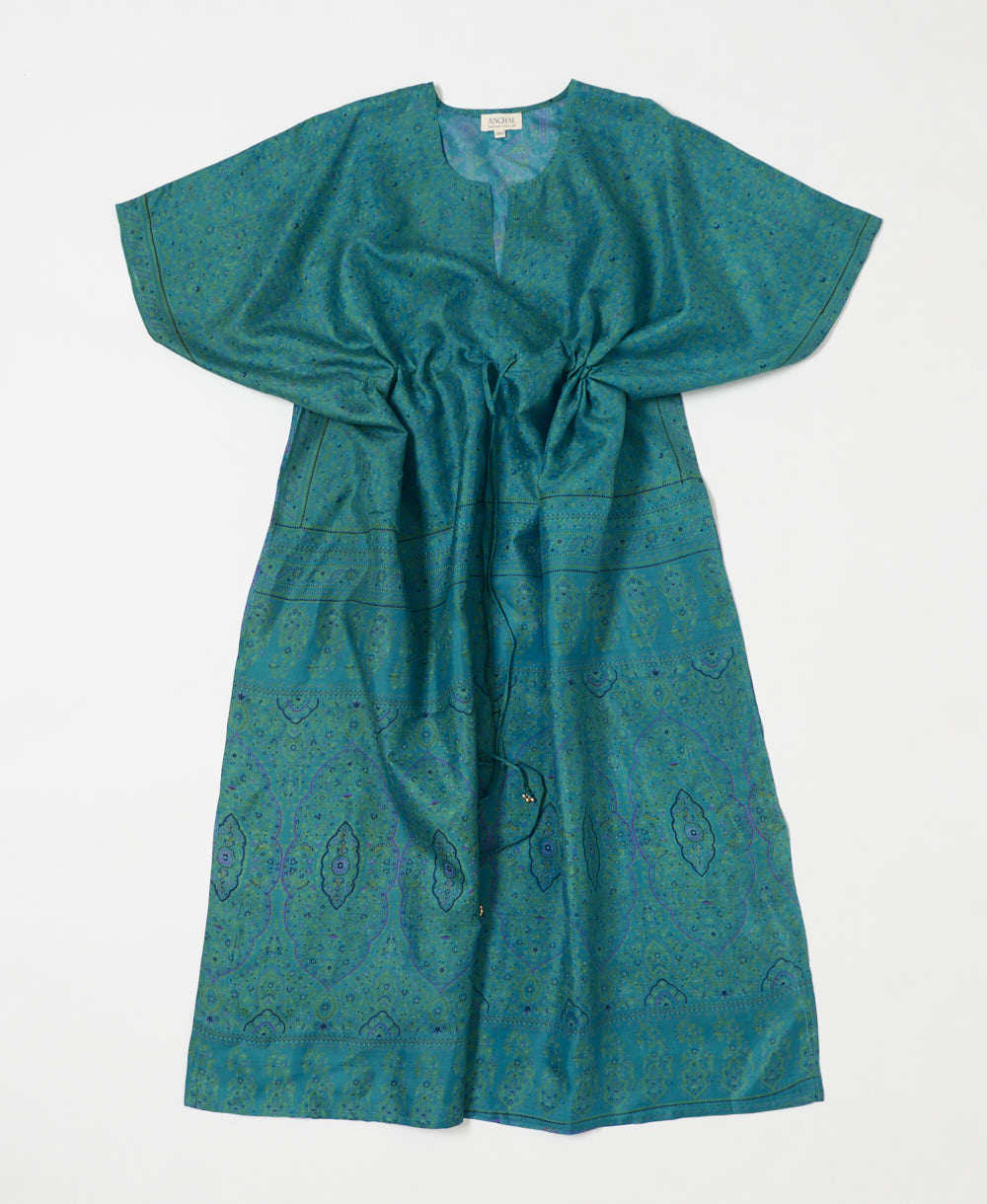 sustainable vintage silk kaftan with adjustable waist made by artisans in India