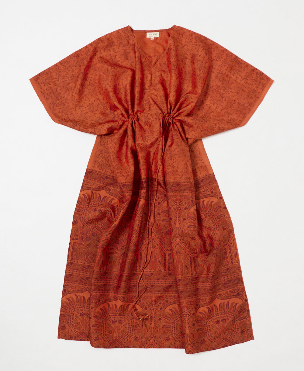 sustainable vintage silk kaftan with adjustable waist made by artisans in India