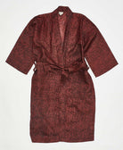 burgundy silk robe ethically made using upcycled
vintage silk saris