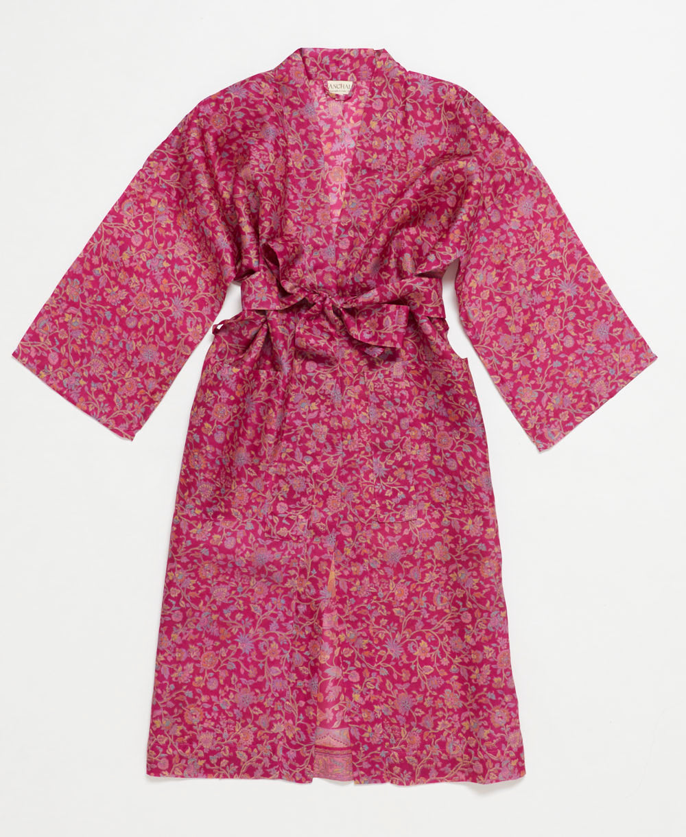 silk robe ethically made using upcycled
vintage silk saris