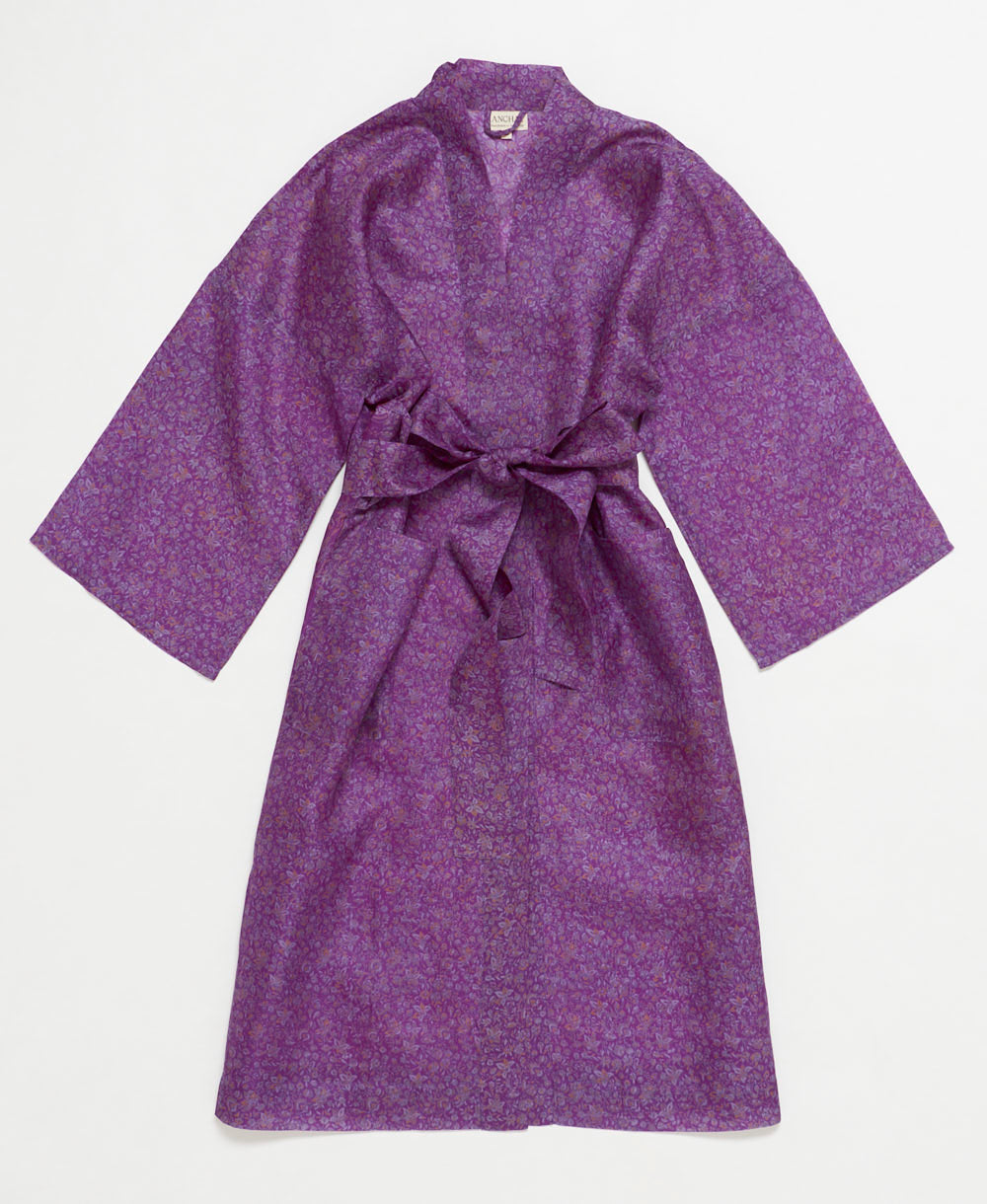 silk robe ethically made using upcycled
vintage silk saris