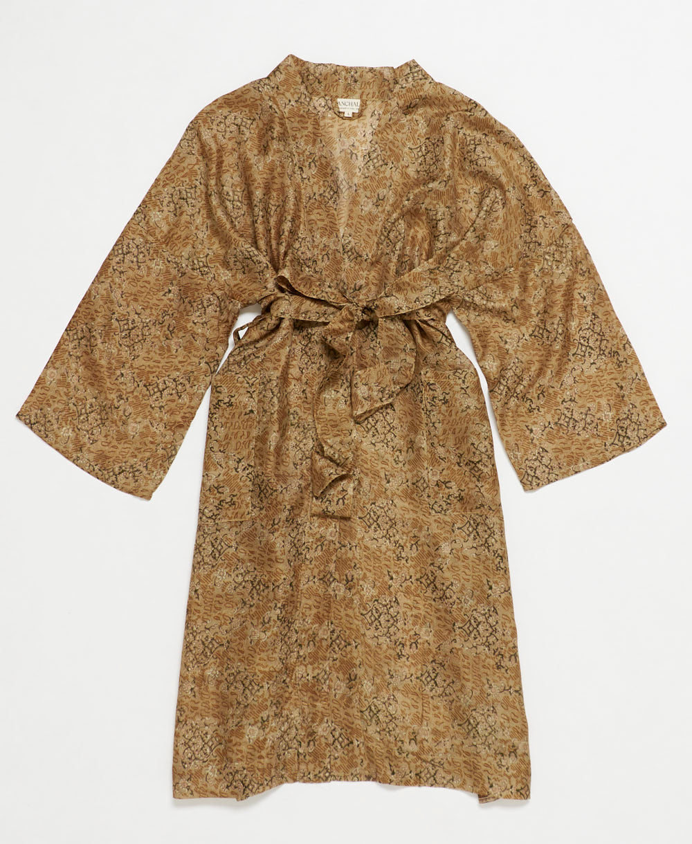 silk robe ethically made using upcycled
vintage silk saris
