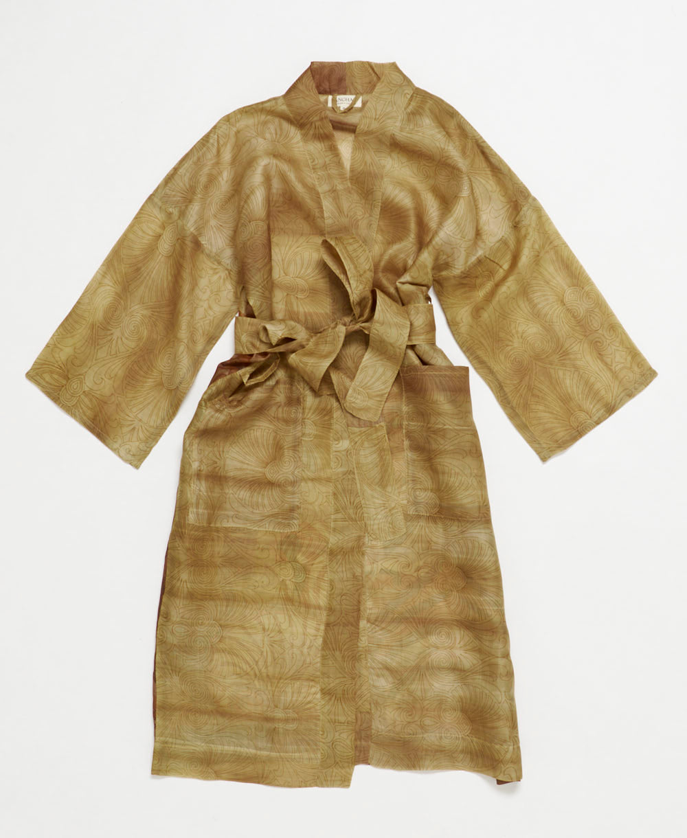 silk robe ethically made using upcycled
vintage silk saris
