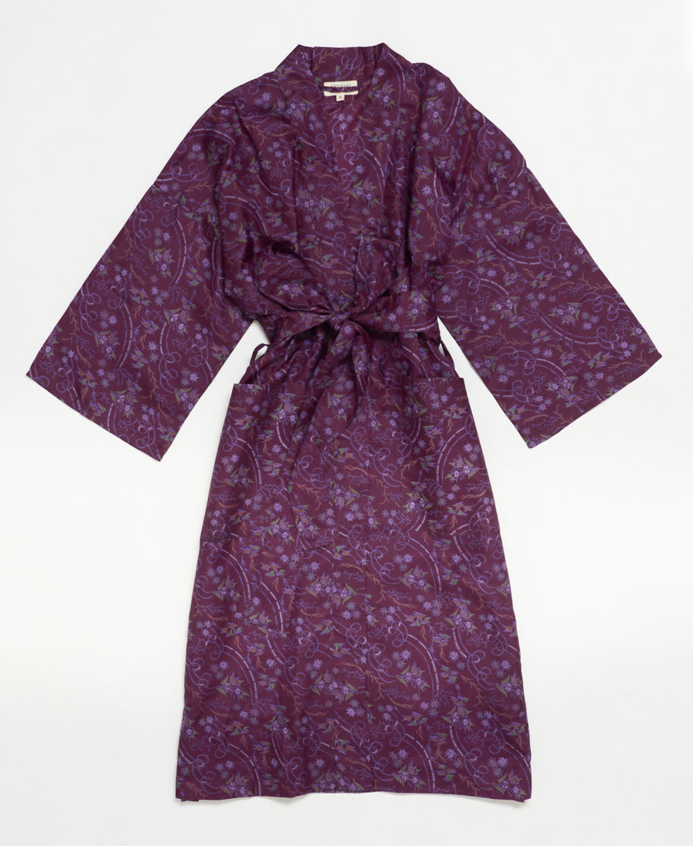 silk robe ethically made using upcycled
vintage silk saris