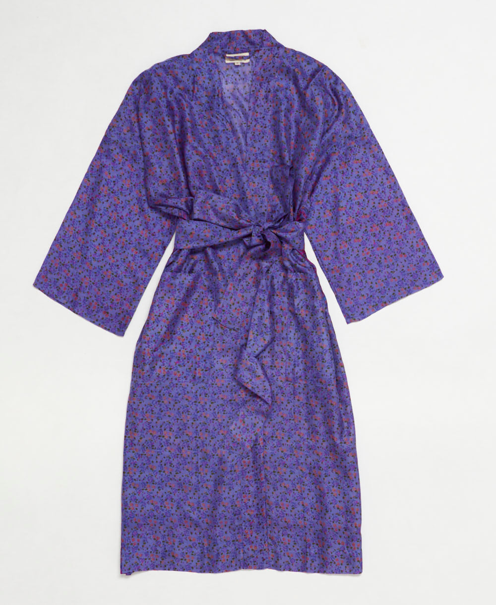 silk robe ethically made using upcycled
vintage silk saris