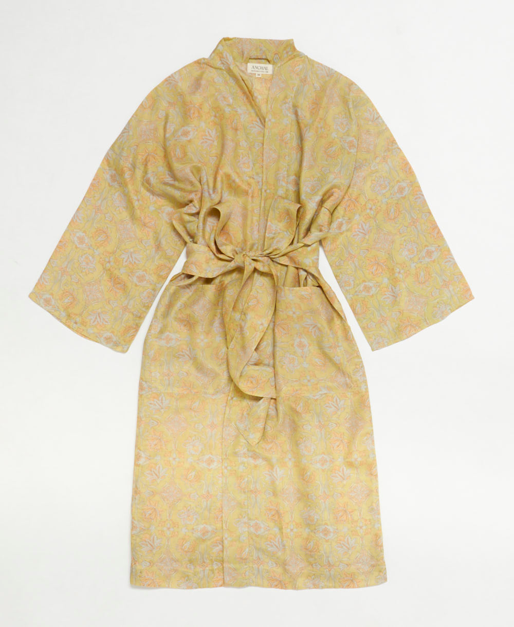 silk robe ethically made using upcycled
vintage silk saris