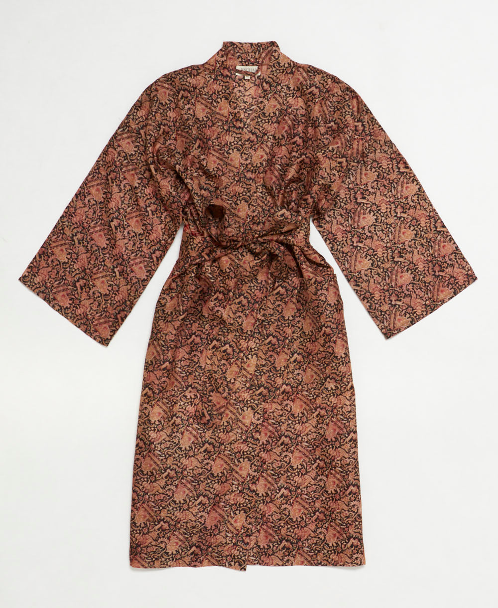 silk robe ethically made using upcycled
vintage silk saris