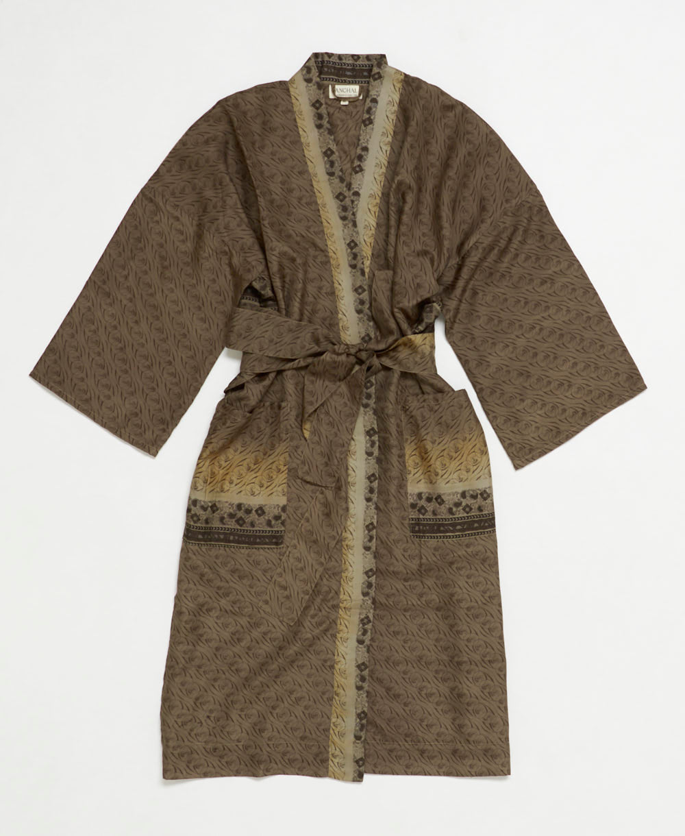 silk robe ethically made using upcycled
vintage silk saris