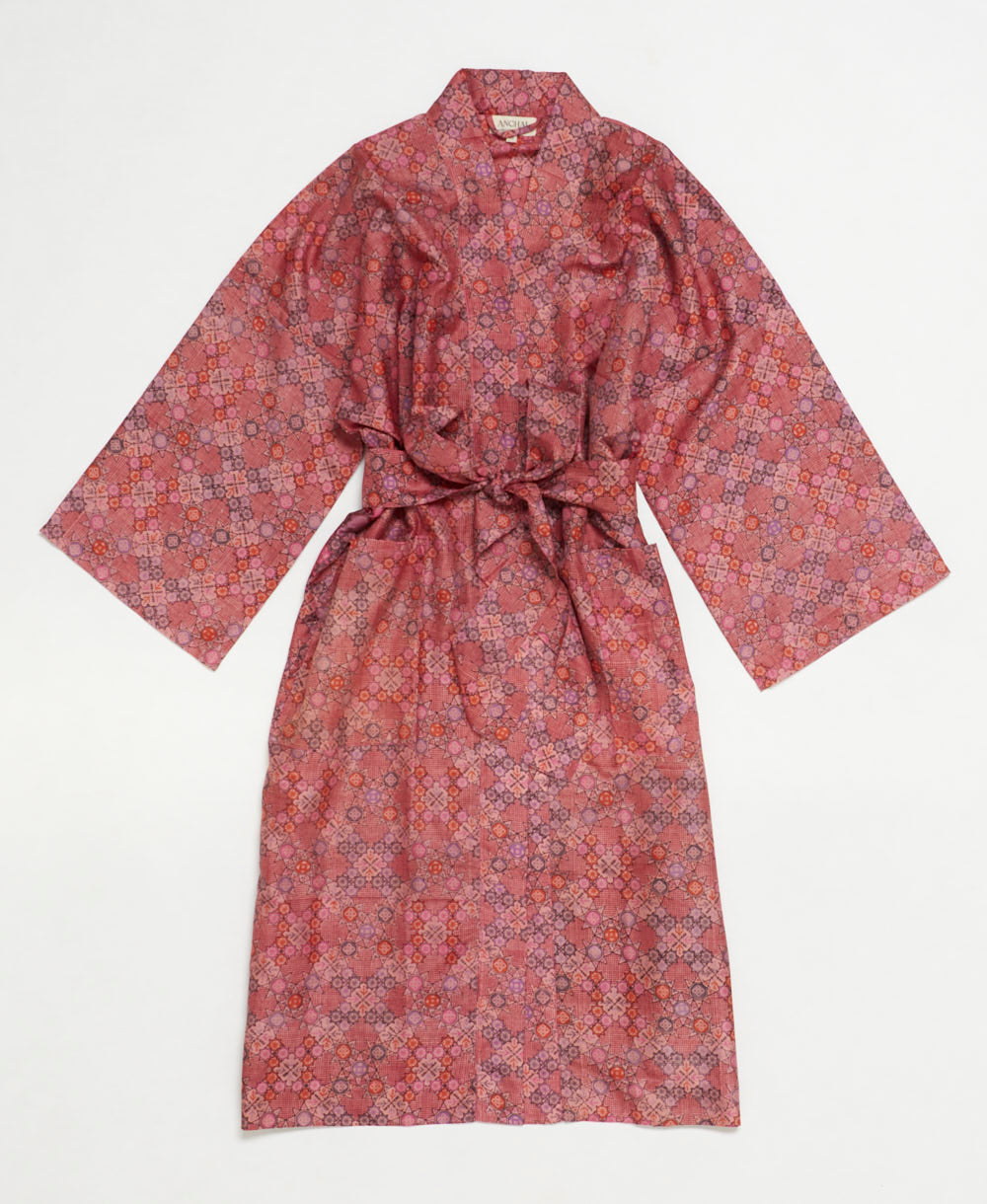 silk robe ethically made using upcycled
vintage silk saris