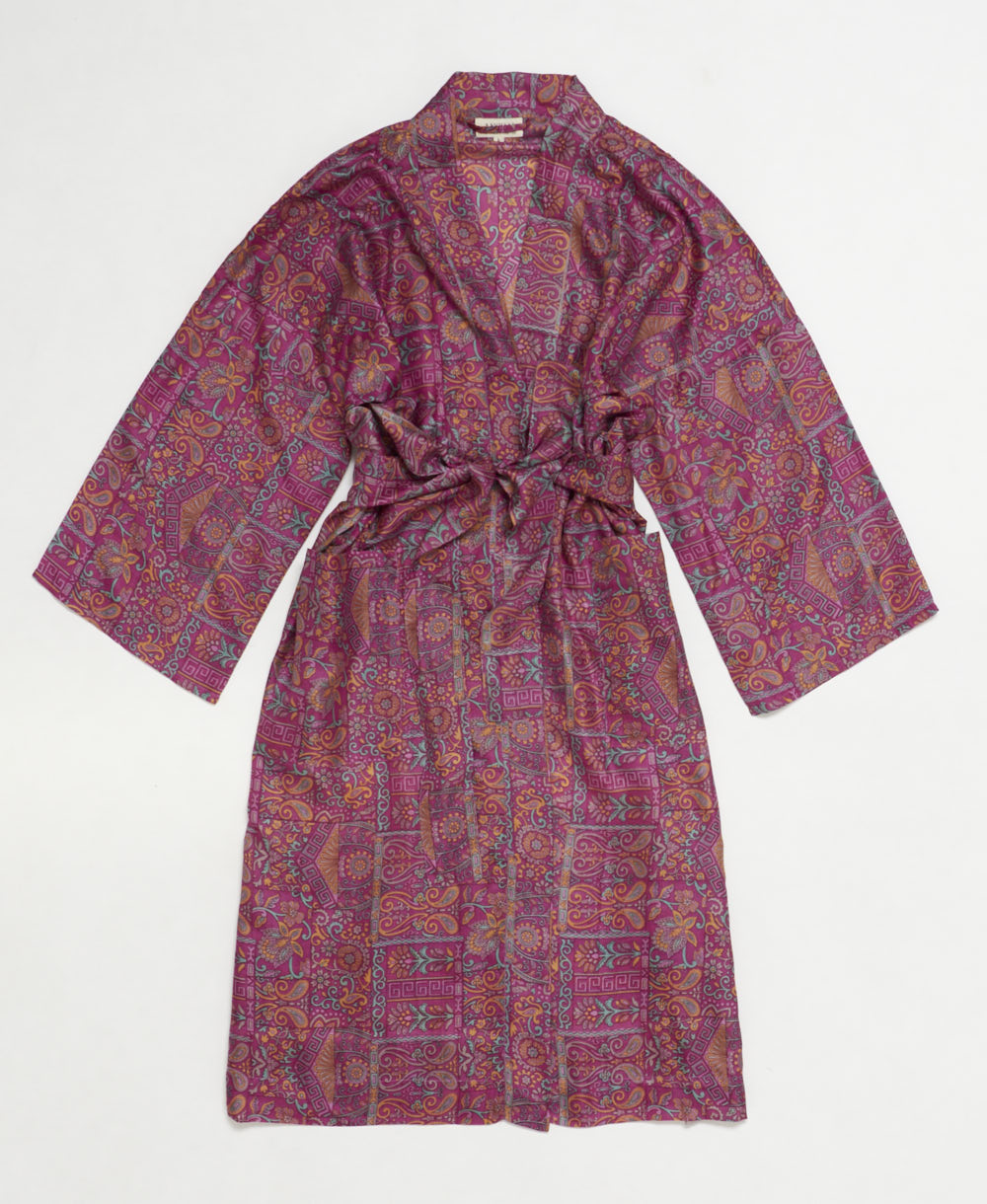 silk robe ethically made using upcycled
vintage silk saris