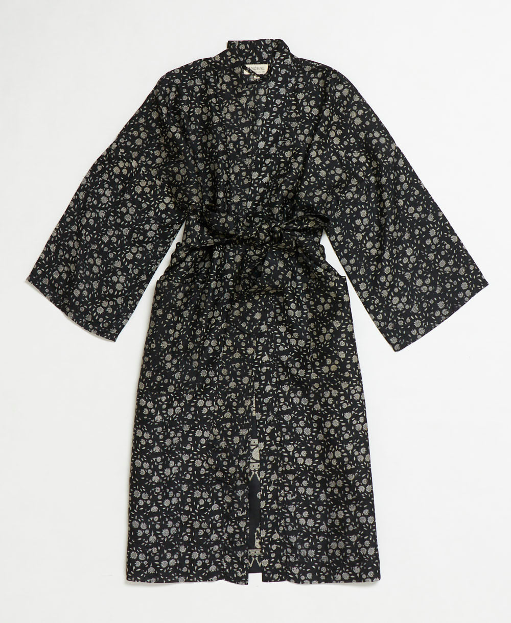 silk robe ethically made using upcycled
vintage silk saris