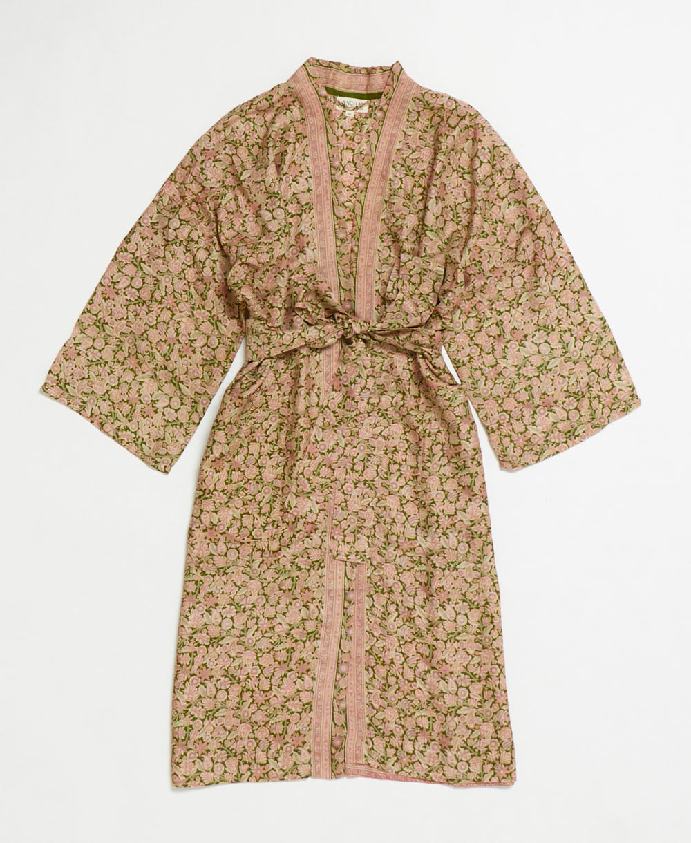 silk robe ethically made using upcycled
vintage silk saris