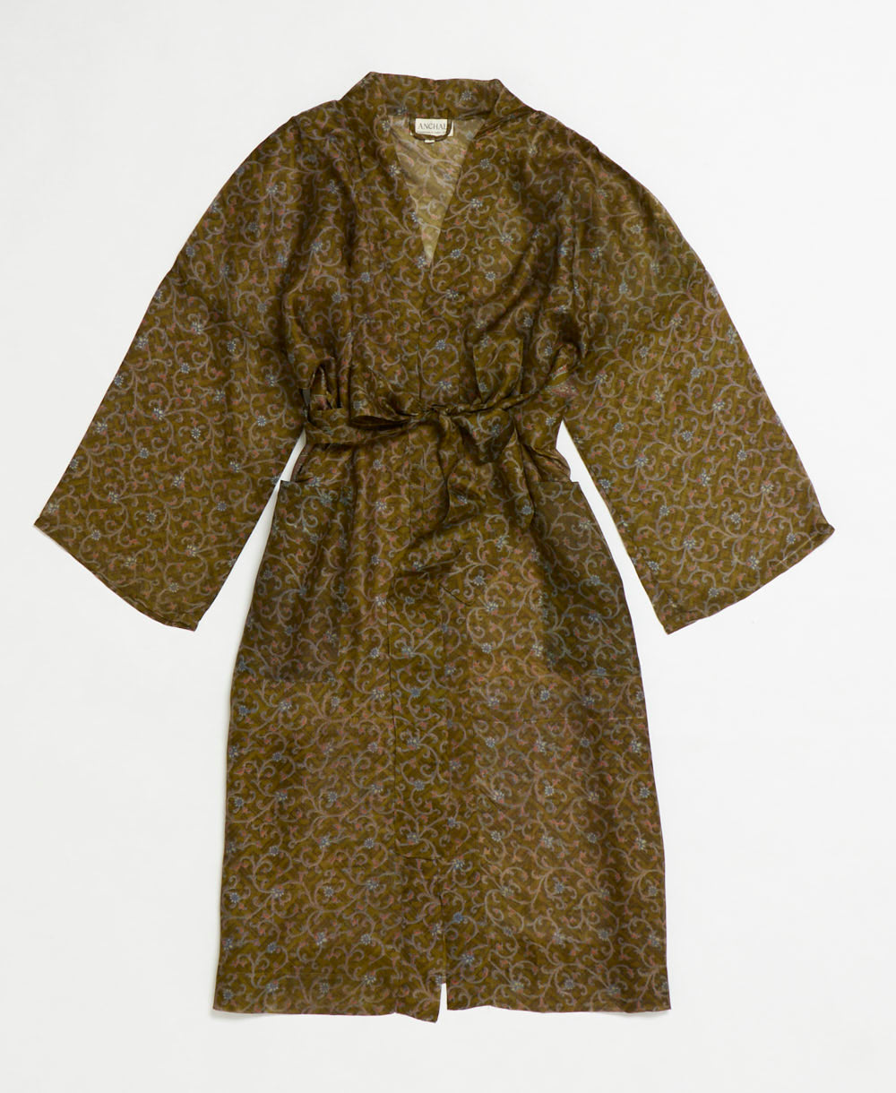silk robe ethically made using upcycled
vintage silk saris