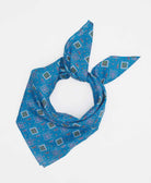 eco-friendly blue silk square scarf in a diamond print made in India