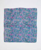 vintage silk square scarf in blue and purple geometric print