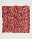 One of a kind silk scarf crafted from upcycled saris in a bold red paisley pattern