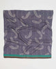 One of a kind silk square scarf created using upcycled vintage saris in a denim blue paisley pattern