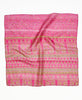 Pink striped floral vintage silk square scarf handmade by women artisans using upcycled saris