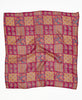 Pink geometric vintage silk square scarf handmade by women artisans using upcycled saris