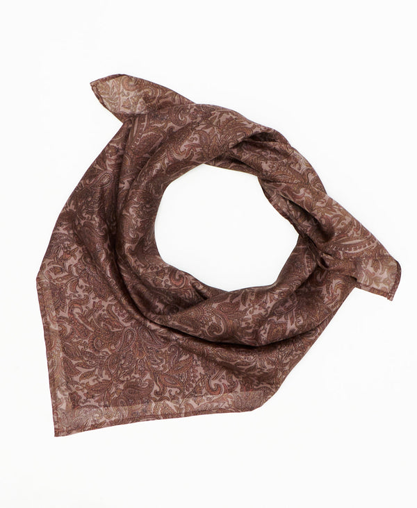 mauve vintage silk square scarf featuring paisleys created using sustainably sourced saris