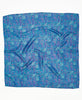 Blue geometric vintage silk square scarf handmade by women artisans using upcycled saris